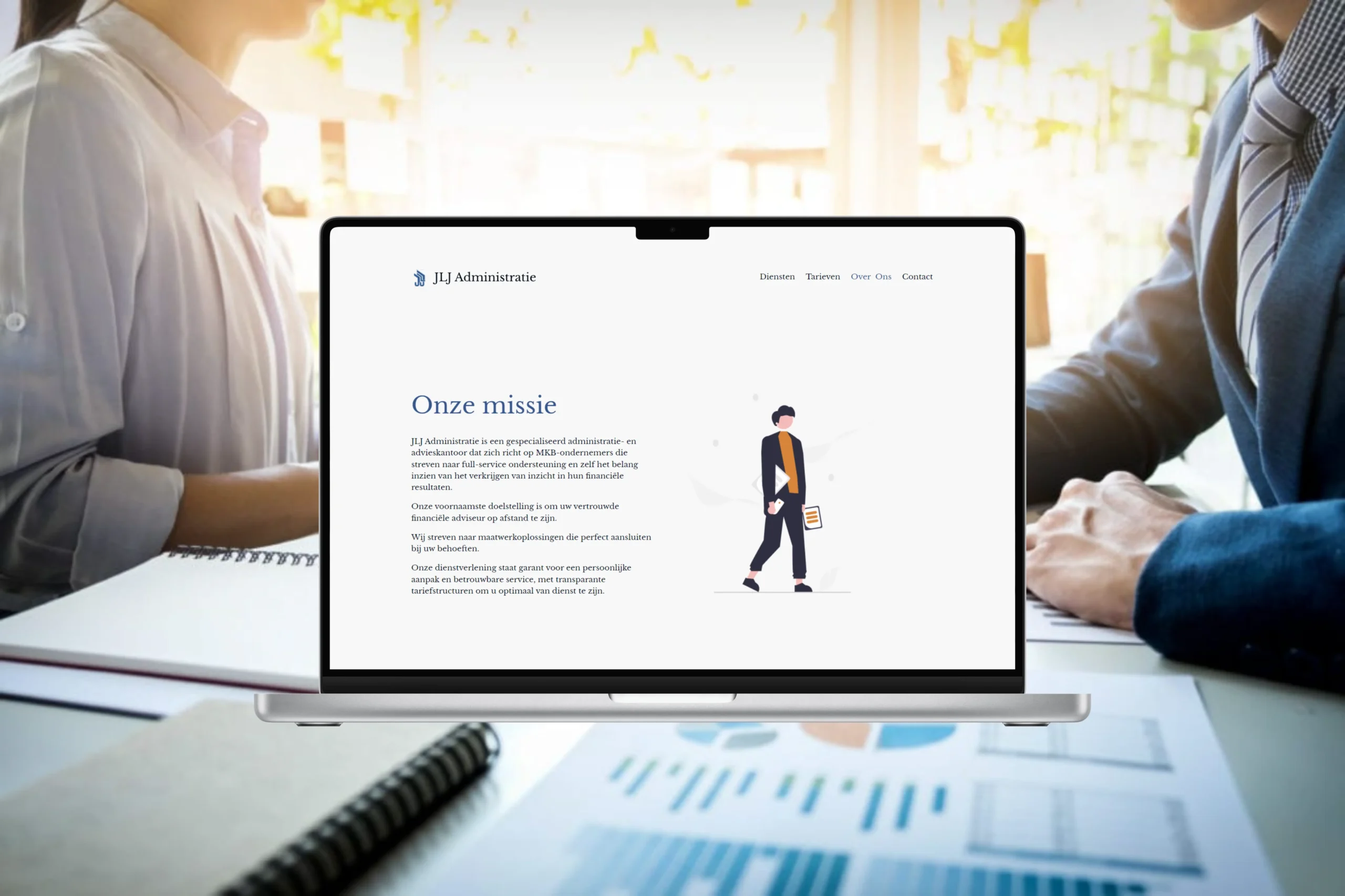 JLJ Administratie website op een laptop