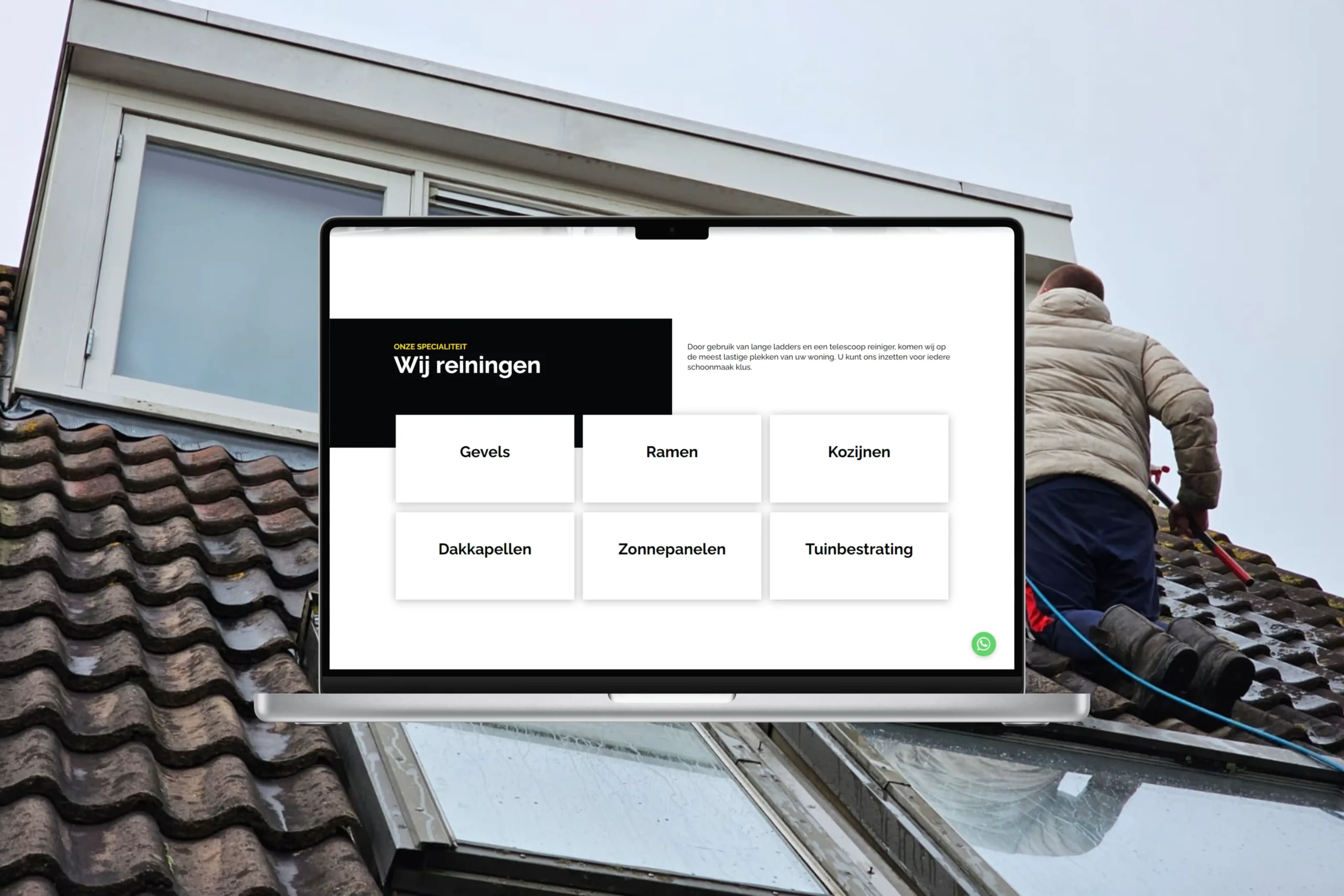 Kings Cleaning website op een laptop