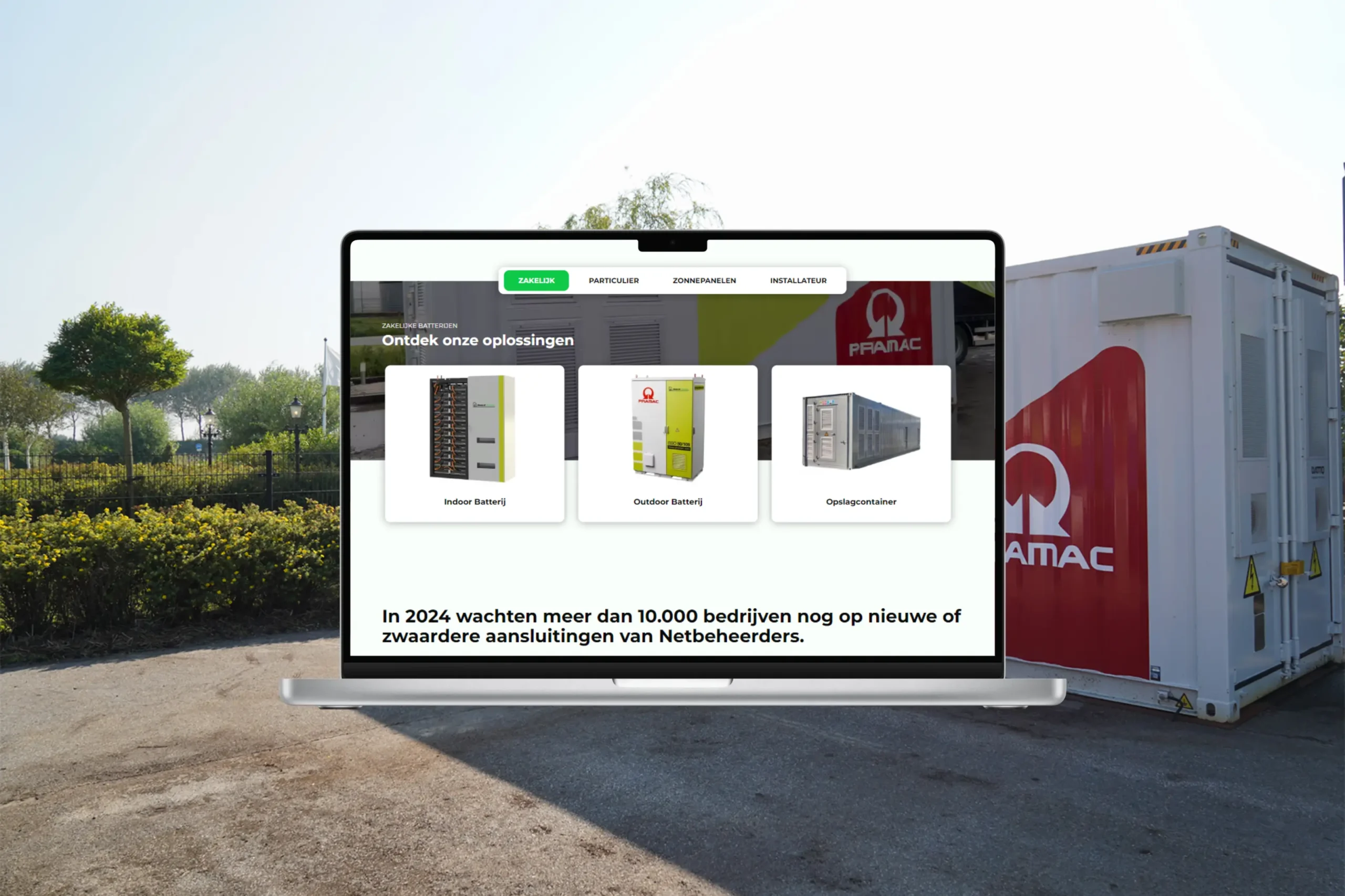 Home of Batteries website op een laptop